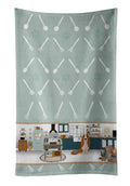 Red and White Tricolor Basset Hound in the Kitchen Kitchen Towel Velour Plush Front and Cotton Loop Back Machine Washable