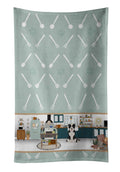 Black and White Border Collie in the Kitchen Kitchen Towel Velour Plush Front and Cotton Loop Back Machine Washable