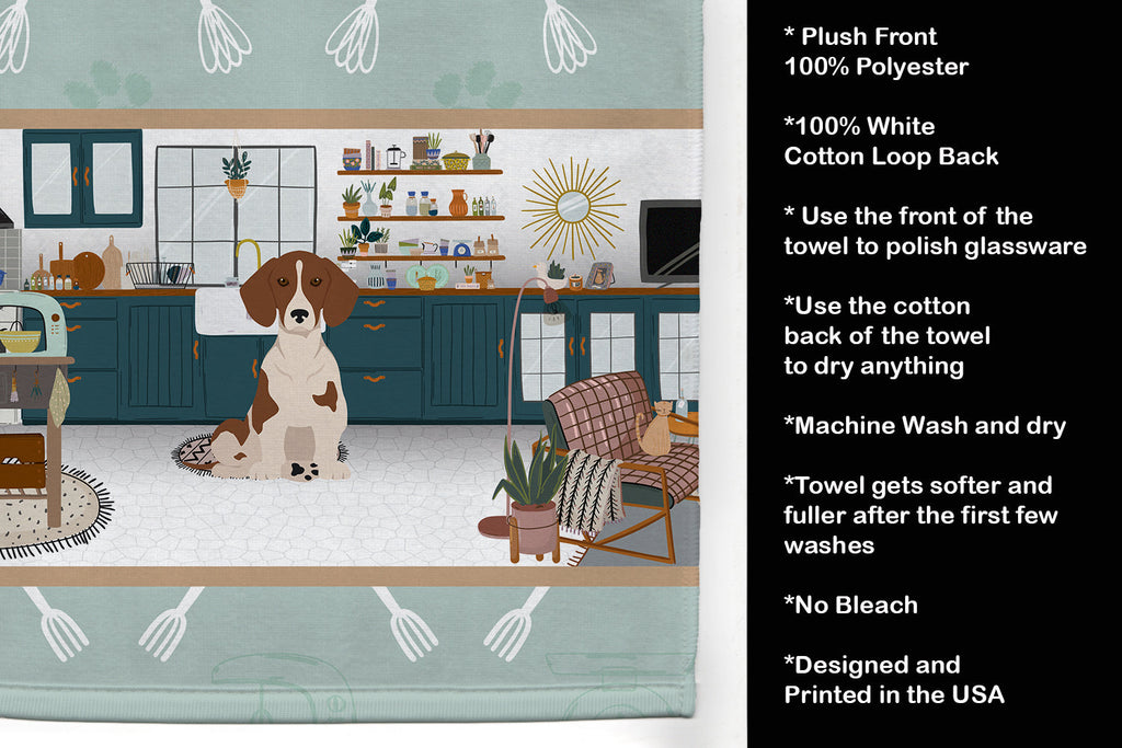 Red Piebald Dachshund in the Kitchen Kitchen Towel Velour Plush Front and Cotton Loop Back Machine Washable