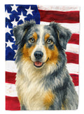 Blue Merle Australian Shepherd American Flag House Flag 28x40 Porch Sleeve Pole Decorative Outside Yard Banner Artwork Wall Hanging, Polyester