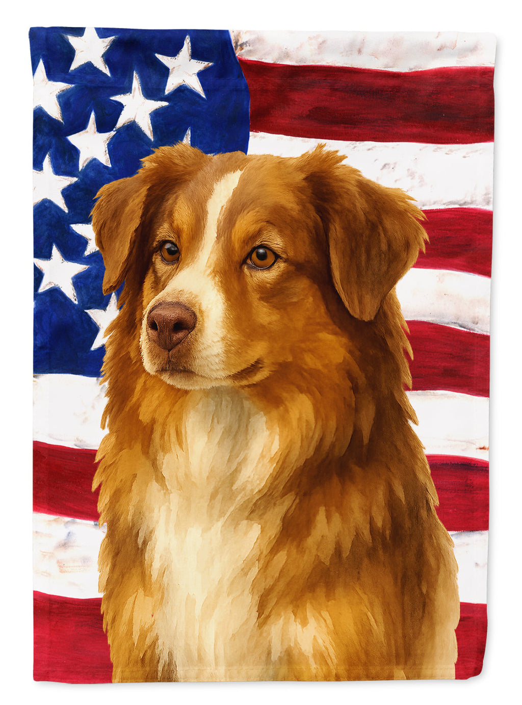 Red Australian Shepherd American Flag House Flag 28x40 Porch Sleeve Pole Decorative Outside Yard Banner Artwork Wall Hanging, Polyester