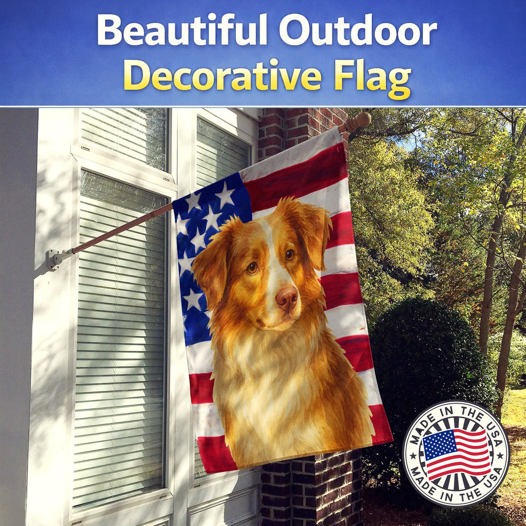 Red Merle Australian Shepherd American Flag House Flag 28x40 Porch Sleeve Pole Decorative Outside Yard Banner Artwork Wall Hanging, Polyester