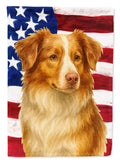 Red Merle Australian Shepherd American Flag House Flag 28x40 Porch Sleeve Pole Decorative Outside Yard Banner Artwork Wall Hanging, Polyester