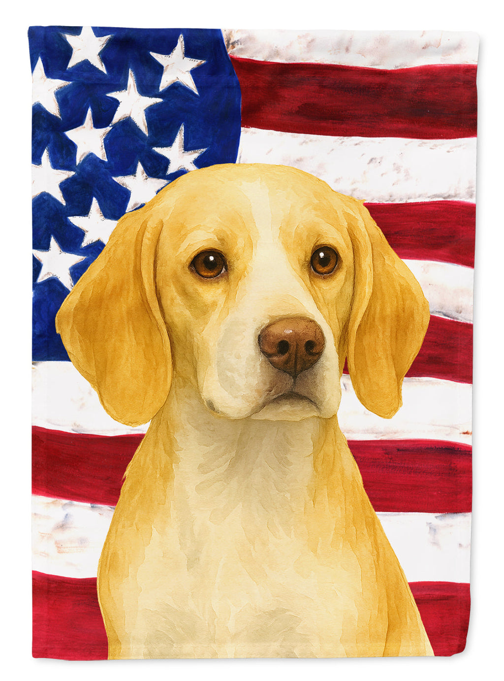 Lemon and White Beagle American Flag House Flag 28x40 Porch Sleeve Pole Decorative Outside Yard Banner Artwork Wall Hanging, Polyester