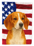Red and White Beagle American Flag House Flag 28x40 Porch Sleeve Pole Decorative Outside Yard Banner Artwork Wall Hanging, Polyester