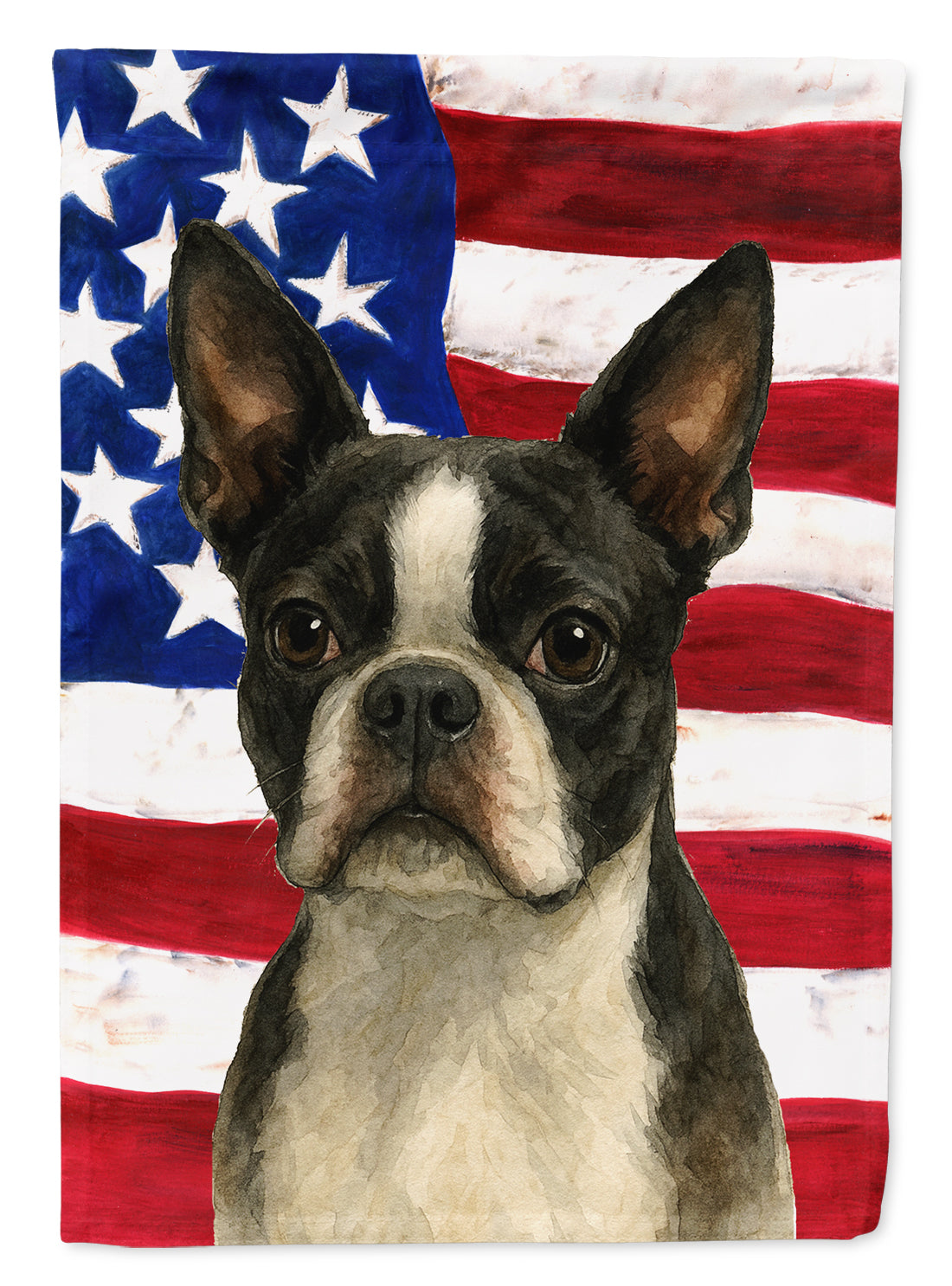 Boston Terrier American Flag House Flag 28x40 Porch Sleeve Pole Decorative Outside Yard Banner Artwork Wall Hanging, Polyester