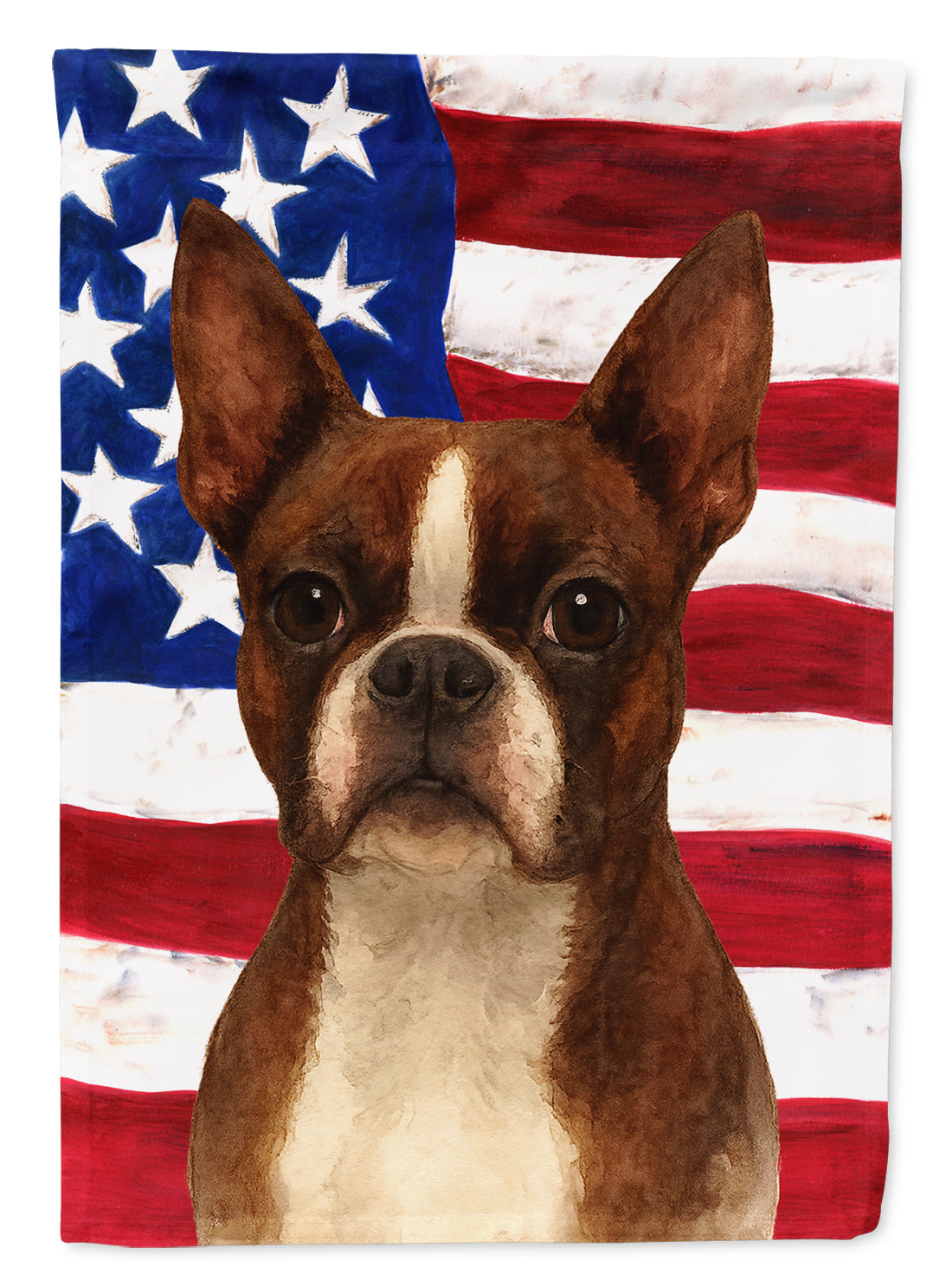 Seal and White Boston Terrier American Flag House Flag 28x40 Porch Sleeve Pole Decorative Outside Yard Banner Artwork Wall Hanging, Polyester