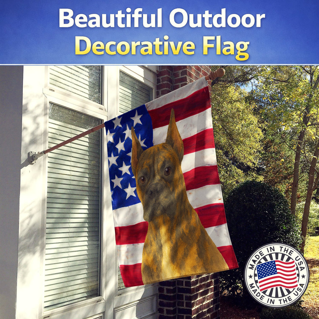 Brindle Cropped Boxer American Flag House Flag 28x40 Porch Sleeve Pole Decorative Outside Yard Banner Artwork Wall Hanging, Polyester