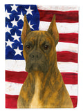Brindle Cropped Boxer American Flag House Flag 28x40 Porch Sleeve Pole Decorative Outside Yard Banner Artwork Wall Hanging, Polyester