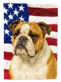 Brindle and White English Bulldog American Flag House Flag 28x40 Porch Sleeve Pole Decorative Outside Yard Banner Artwork Wall Hanging, Polyester