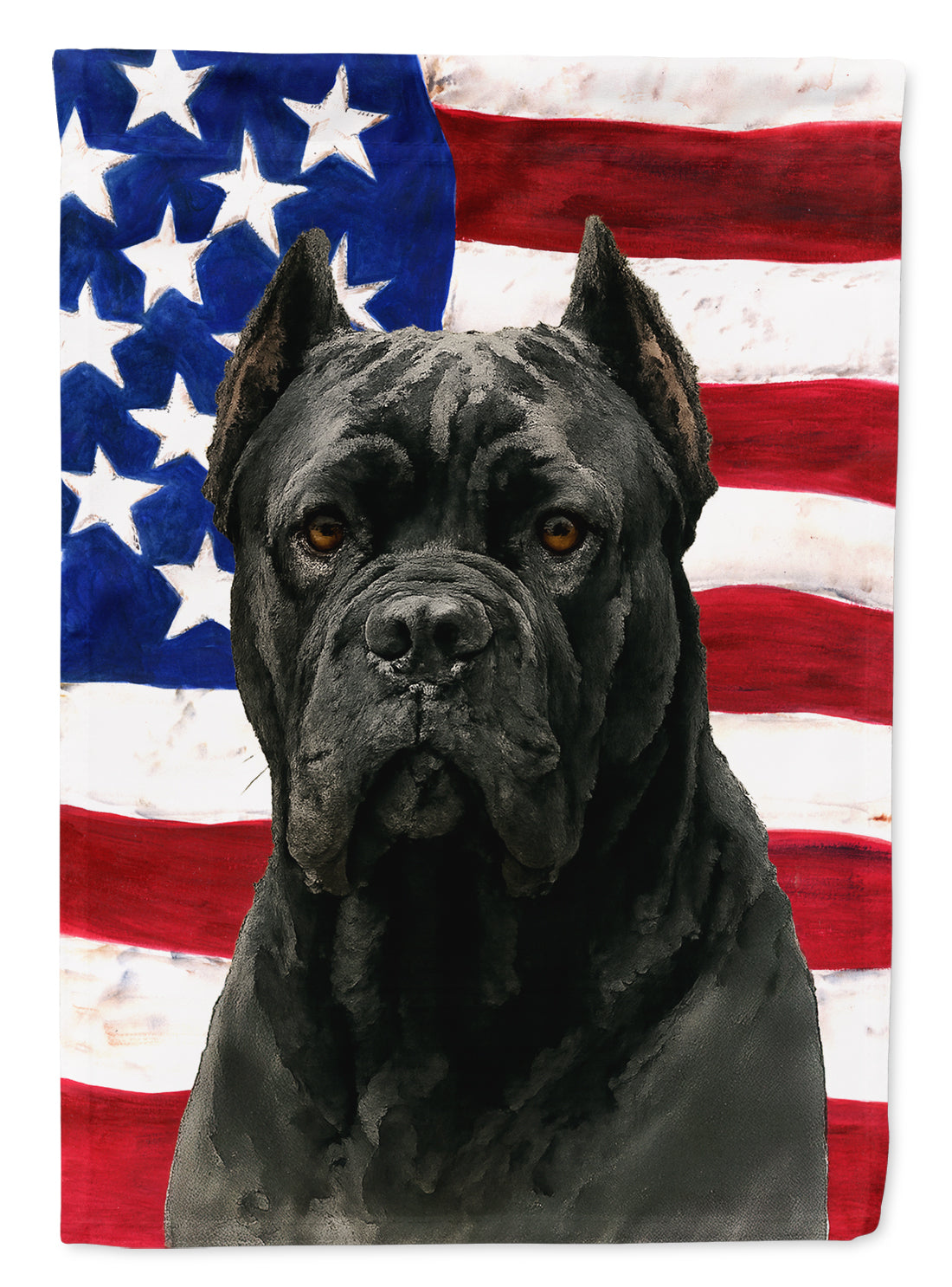 Black Cane Corso American Flag House Flag 28x40 Porch Sleeve Pole Decorative Outside Yard Banner Artwork Wall Hanging, Polyester