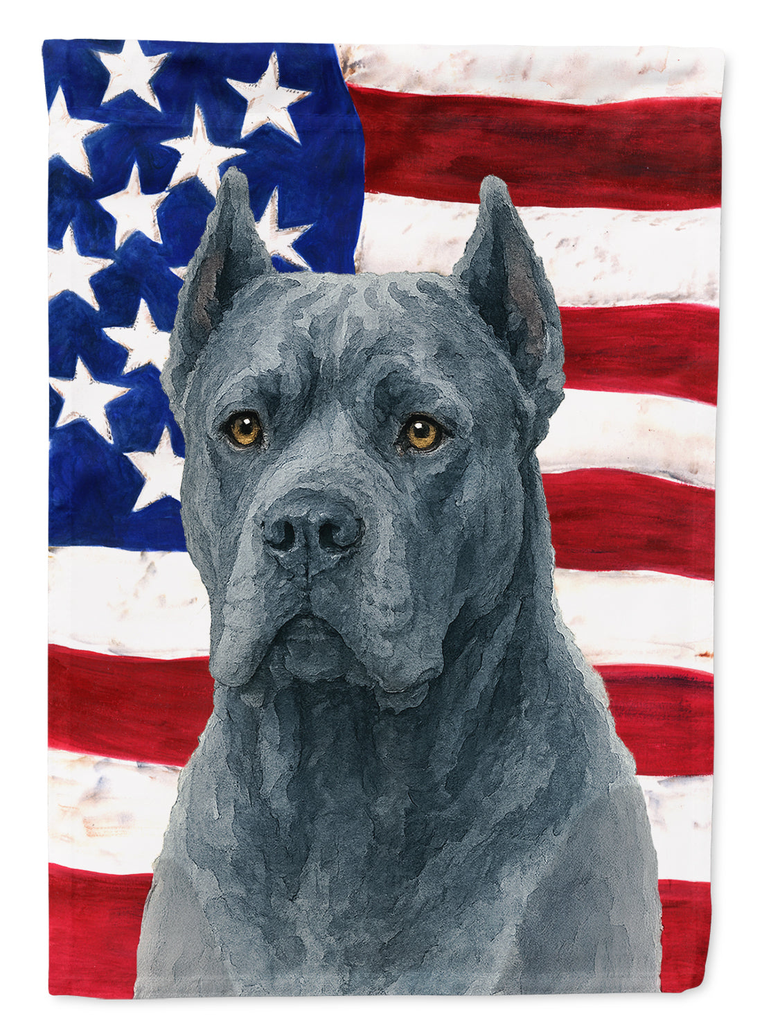 Blue Cane Corso American Flag House Flag 28x40 Porch Sleeve Pole Decorative Outside Yard Banner Artwork Wall Hanging, Polyester