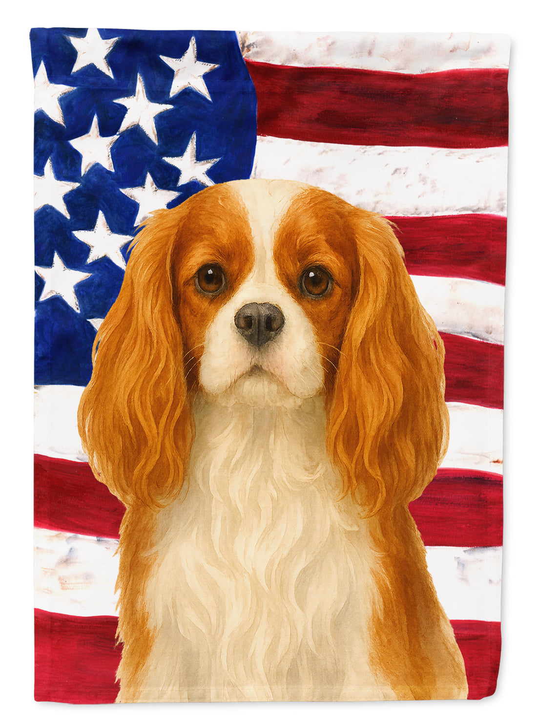 Blenheim Cavalier Spaniel American Flag House Flag 28x40 Porch Sleeve Pole Decorative Outside Yard Banner Artwork Wall Hanging, Polyester