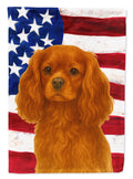 Ruby Cavalier Spaniel American Flag House Flag 28x40 Porch Sleeve Pole Decorative Outside Yard Banner Artwork Wall Hanging, Polyester