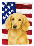 Longhaired Cream Dachshund American Flag House Flag 28x40 Porch Sleeve Pole Decorative Outside Yard Banner Artwork Wall Hanging, Polyester
