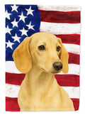 Cream Dachshund American Flag House Flag 28x40 Porch Sleeve Pole Decorative Outside Yard Banner Artwork Wall Hanging, Polyester