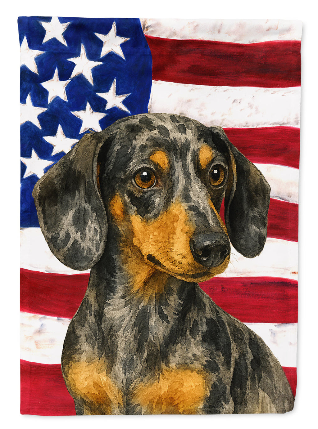 Dapple Dachshund American Flag House Flag 28x40 Porch Sleeve Pole Decorative Outside Yard Banner Artwork Wall Hanging, Polyester