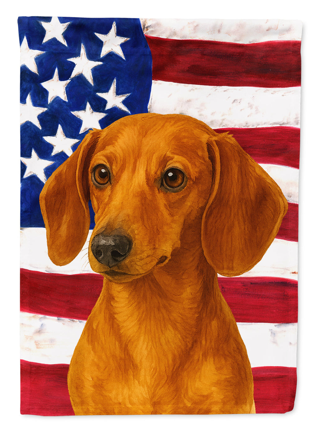Red Dachshund American Flag House Flag 28x40 Porch Sleeve Pole Decorative Outside Yard Banner Artwork Wall Hanging, Polyester