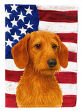 Wirehaired Red Dachshund American Flag House Flag 28x40 Porch Sleeve Pole Decorative Outside Yard Banner Artwork Wall Hanging, Polyester