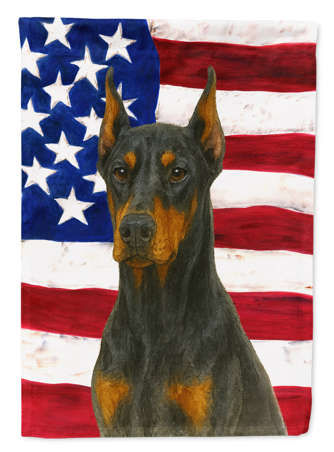 Doberman Pinscher American Flag House Flag 28x40 Porch Sleeve Pole Decorative Outside Yard Banner Artwork Wall Hanging, Polyester