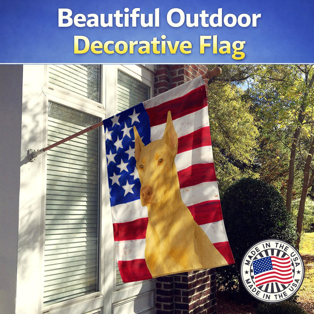 Fawn Doberman Pinscher American Flag House Flag 28x40 Porch Sleeve Pole Decorative Outside Yard Banner Artwork Wall Hanging, Polyester