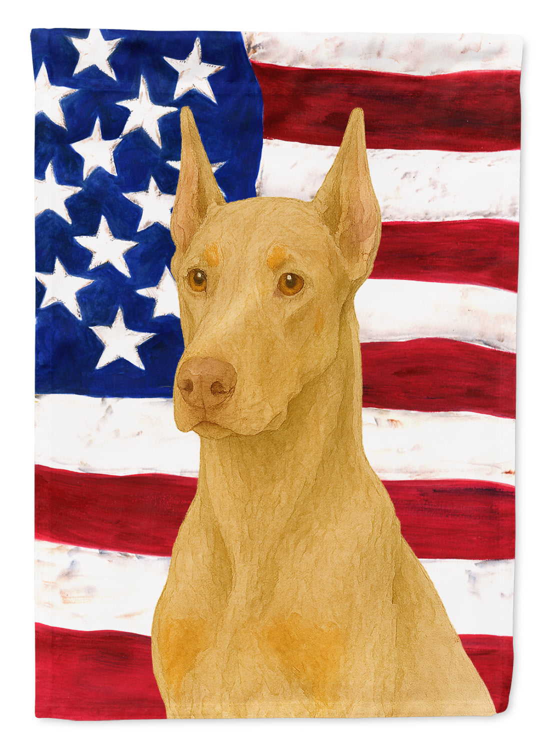 Fawn Doberman Pinscher American Flag House Flag 28x40 Porch Sleeve Pole Decorative Outside Yard Banner Artwork Wall Hanging, Polyester