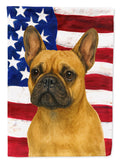 Fawn French Bulldog American Flag House Flag 28x40 Porch Sleeve Pole Decorative Outside Yard Banner Artwork Wall Hanging, Polyester