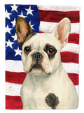 Pied French Bulldog American Flag House Flag 28x40 Porch Sleeve Pole Decorative Outside Yard Banner Artwork Wall Hanging, Polyester