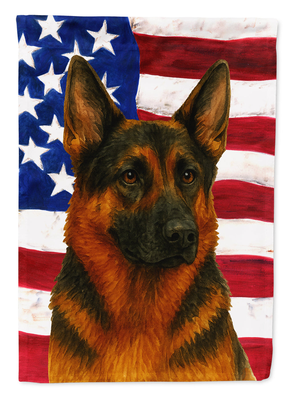 Black and Red German Shepherd American Flag House Flag 28x40 Porch Sleeve Pole Decorative Outside Yard Banner Artwork Wall Hanging, Polyester