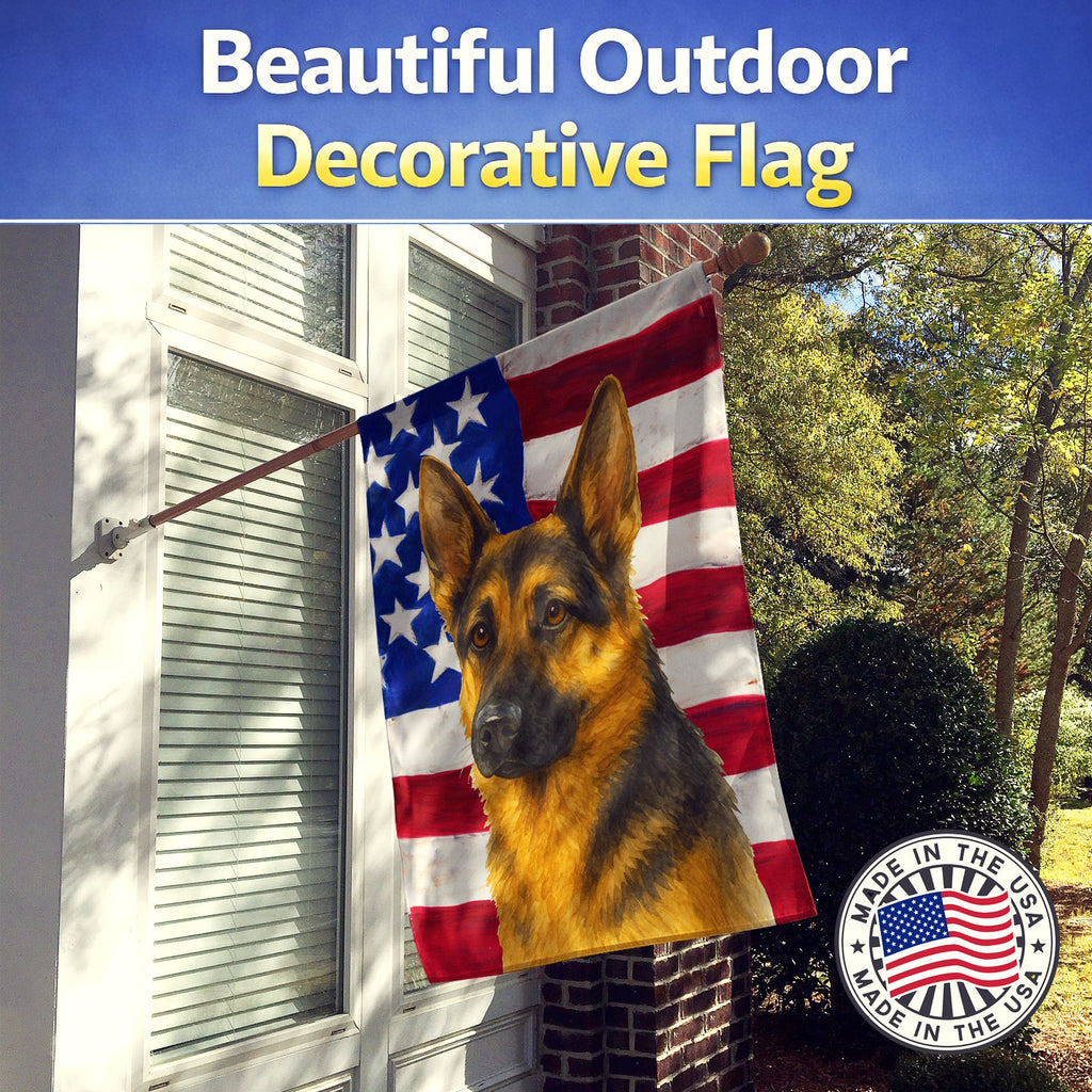 Black and Tan German Shepherd American Flag House Flag 28x40 Porch Sleeve Pole Decorative Outside Yard Banner Artwork Wall Hanging, Polyester