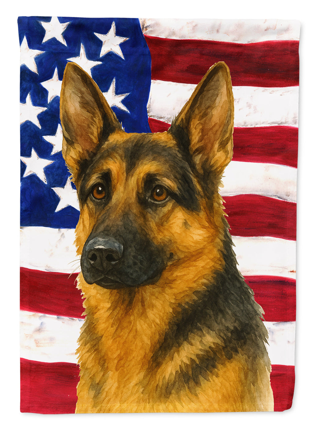 Black and Tan German Shepherd American Flag House Flag 28x40 Porch Sleeve Pole Decorative Outside Yard Banner Artwork Wall Hanging, Polyester