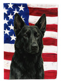 Black German Shepherd American Flag House Flag 28x40 Porch Sleeve Pole Decorative Outside Yard Banner Artwork Wall Hanging, Polyester