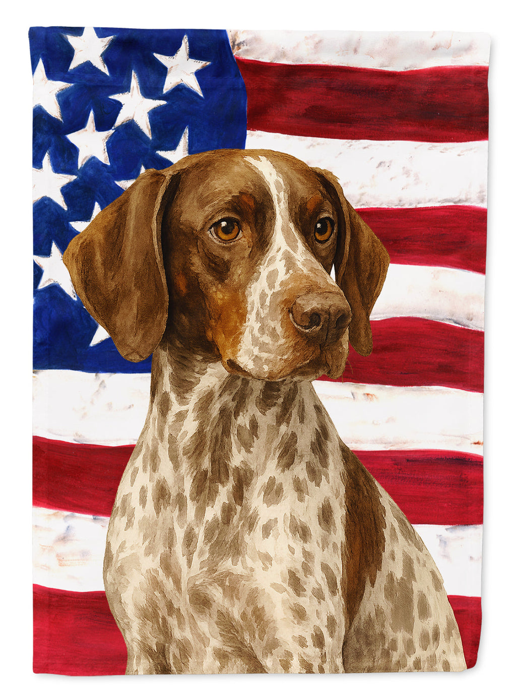 Liver and White German Shorthaired Pointer American Flag House Flag 28x40 Porch Sleeve Pole Decorative Outside Yard Banner Artwork Wall Hanging, Polyester