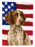 Liver and White German Shorthaired Pointer American Flag House Flag 28x40 Porch Sleeve Pole Decorative Outside Yard Banner Artwork Wall Hanging, Polyester
