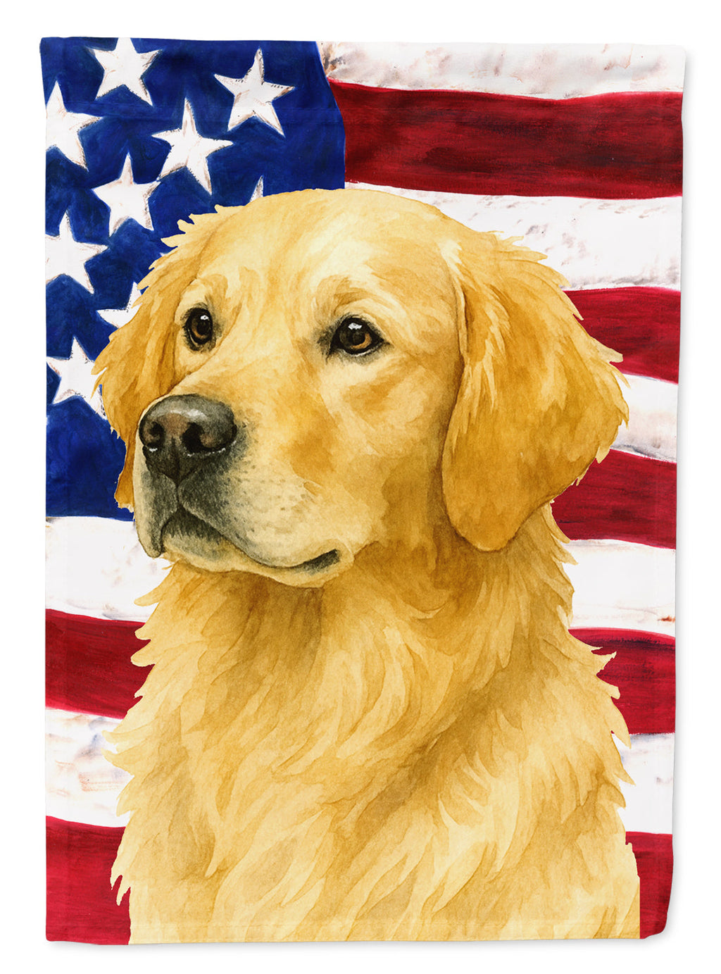 Light Golden Retriever American Flag House Flag 28x40 Porch Sleeve Pole Decorative Outside Yard Banner Artwork Wall Hanging, Polyester