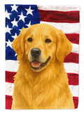 Golden Retriever American Flag House Flag 28x40 Porch Sleeve Pole Decorative Outside Yard Banner Artwork Wall Hanging, Polyester