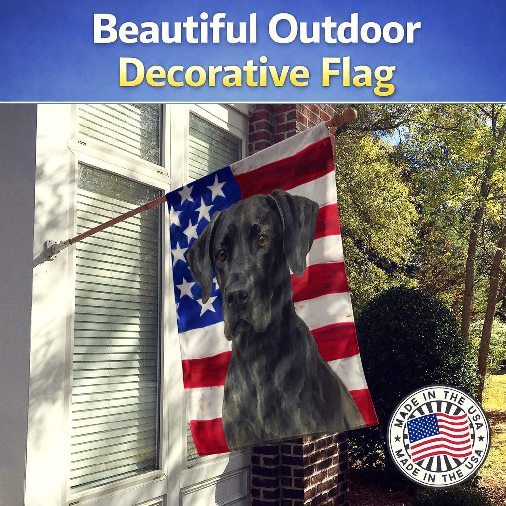 Black Great Dane American Flag House Flag 28x40 Porch Sleeve Pole Decorative Outside Yard Banner Artwork Wall Hanging, Polyester