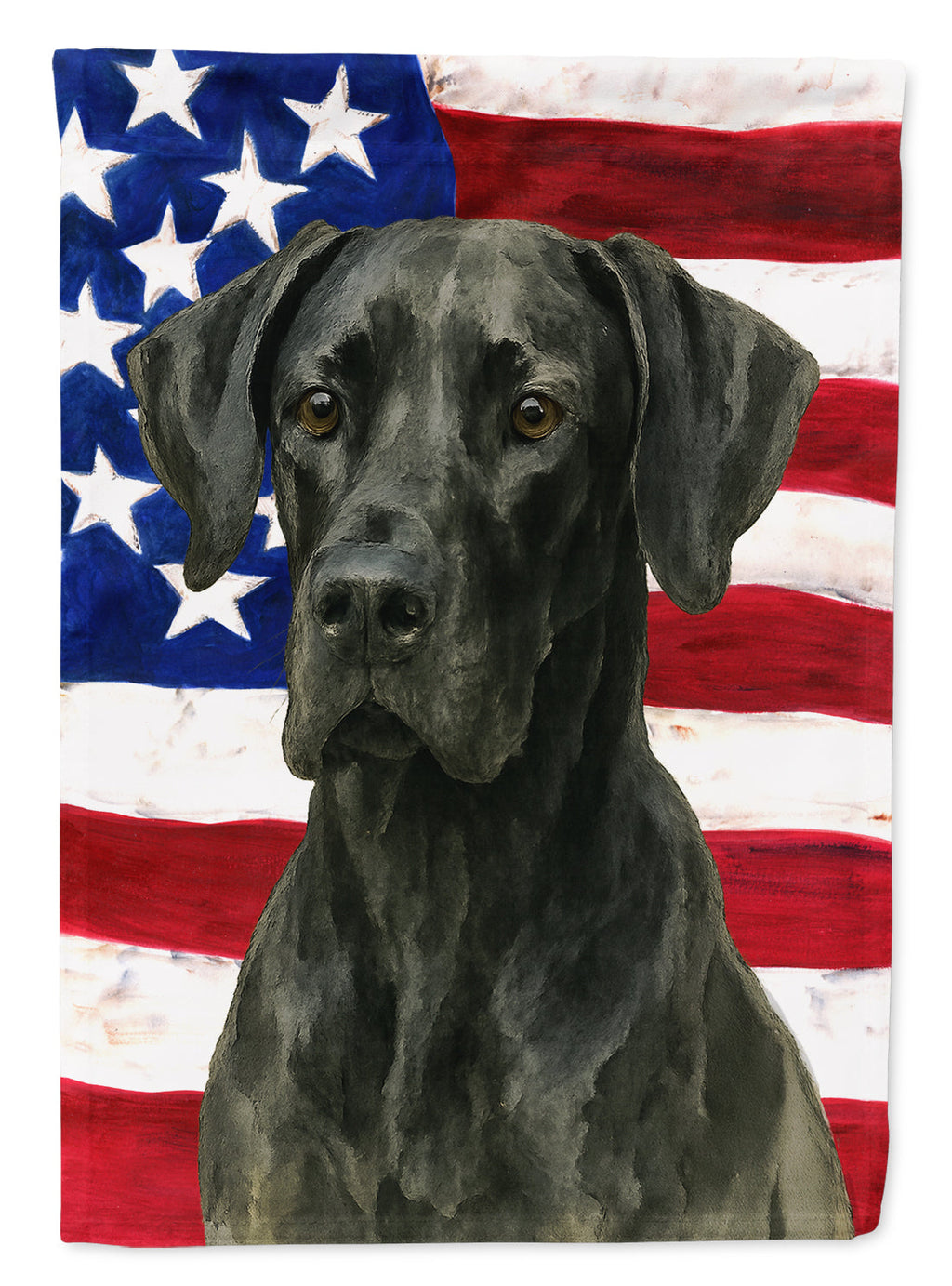 Black Great Dane American Flag House Flag 28x40 Porch Sleeve Pole Decorative Outside Yard Banner Artwork Wall Hanging, Polyester