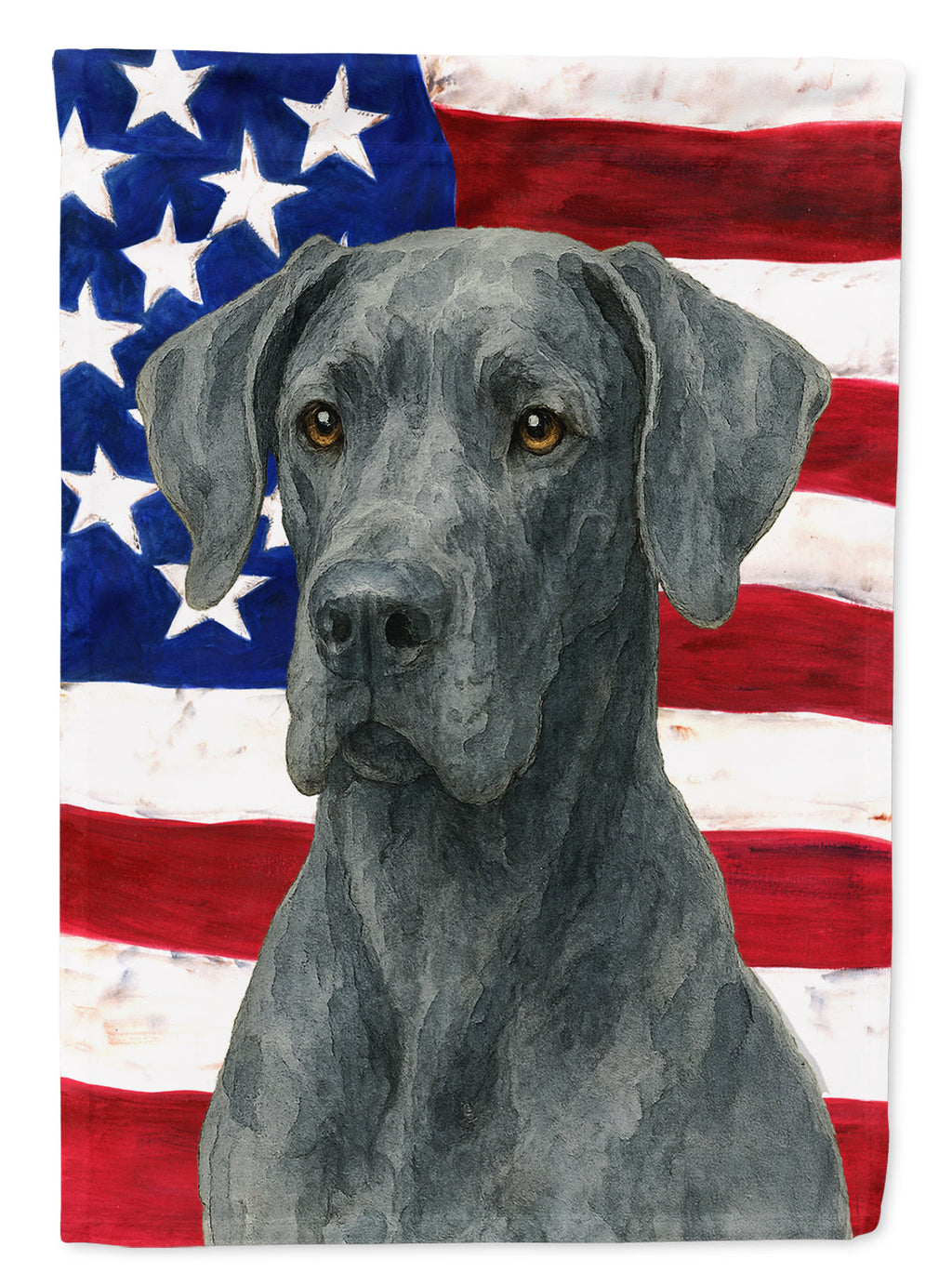 Blue Great Dane American Flag House Flag 28x40 Porch Sleeve Pole Decorative Outside Yard Banner Artwork Wall Hanging, Polyester