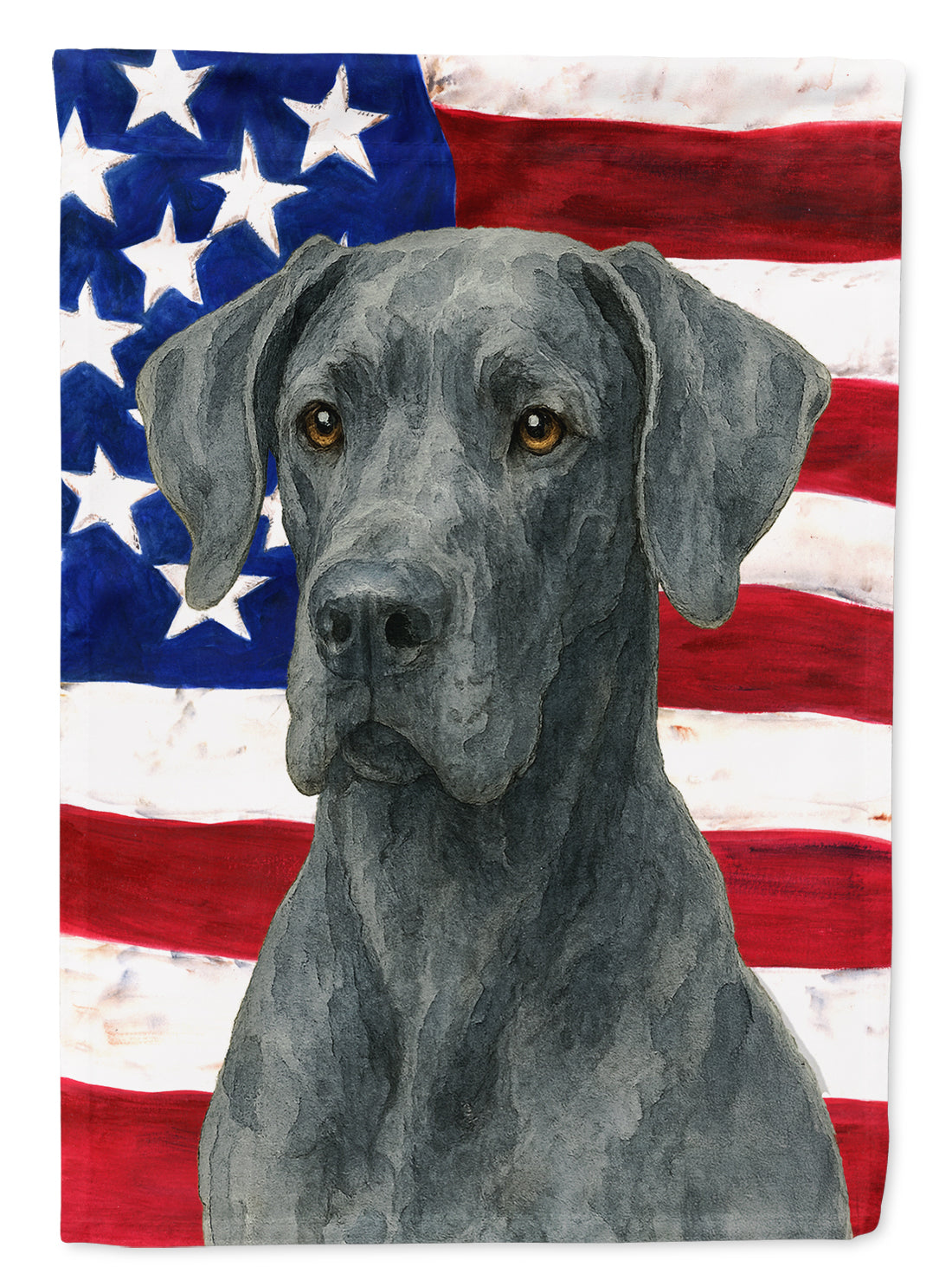Blue Great Dane American Flag House Flag 28x40 Porch Sleeve Pole Decorative Outside Yard Banner Artwork Wall Hanging, Polyester
