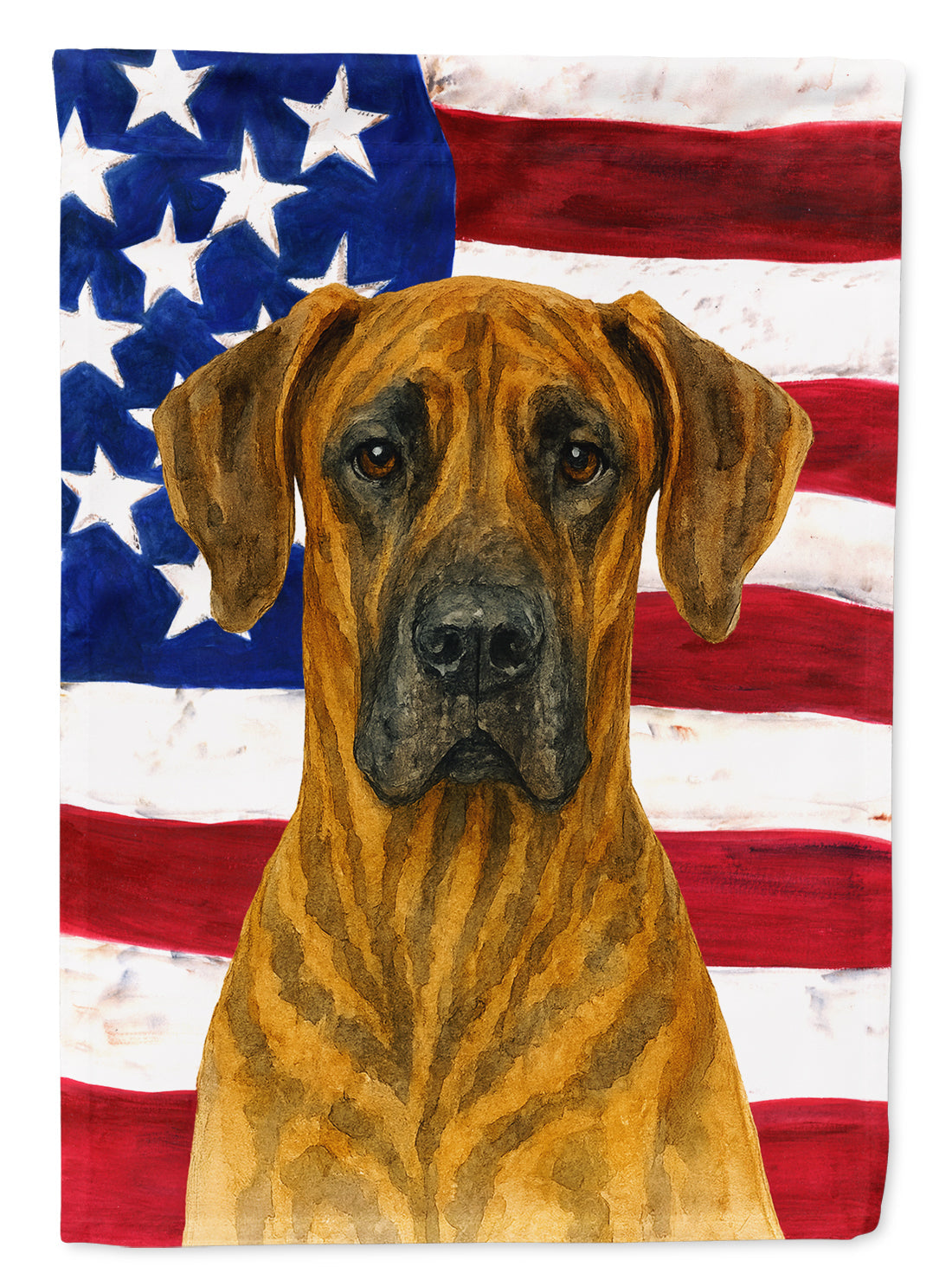Brindle Great Dane American Flag House Flag 28x40 Porch Sleeve Pole Decorative Outside Yard Banner Artwork Wall Hanging, Polyester