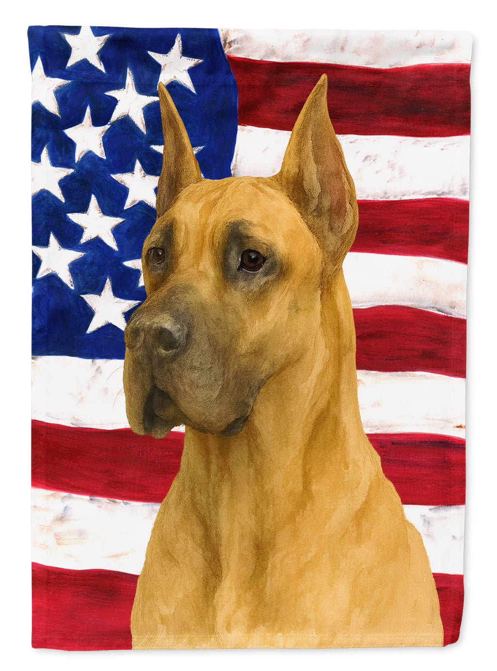 Fawn Great Dane American Flag House Flag 28x40 Porch Sleeve Pole Decorative Outside Yard Banner Artwork Wall Hanging, Polyester