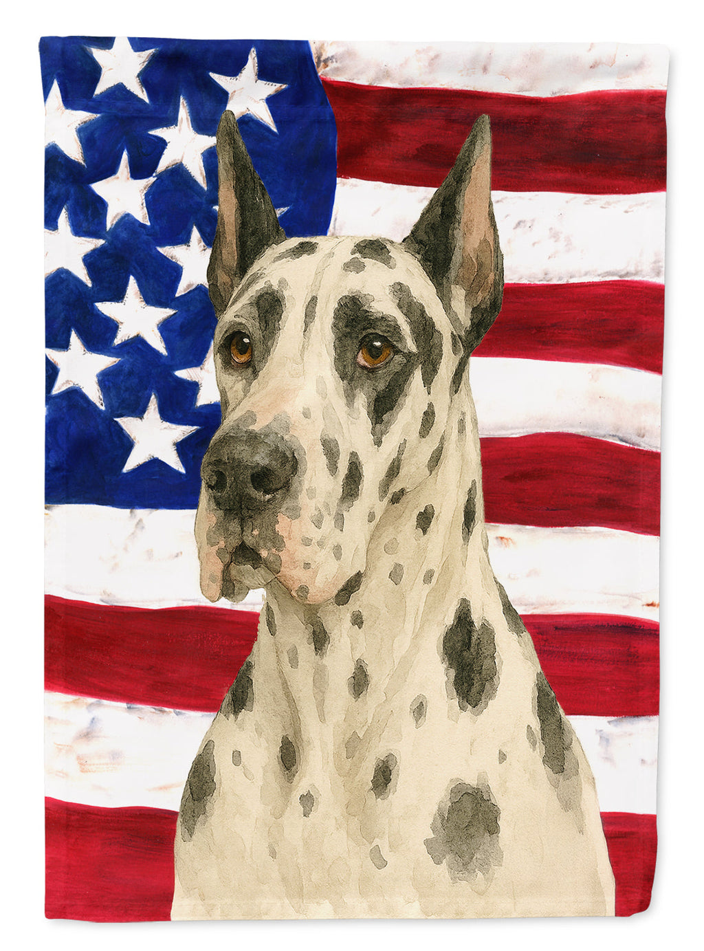 Harlequin Great Dane American Flag House Flag 28x40 Porch Sleeve Pole Decorative Outside Yard Banner Artwork Wall Hanging, Polyester