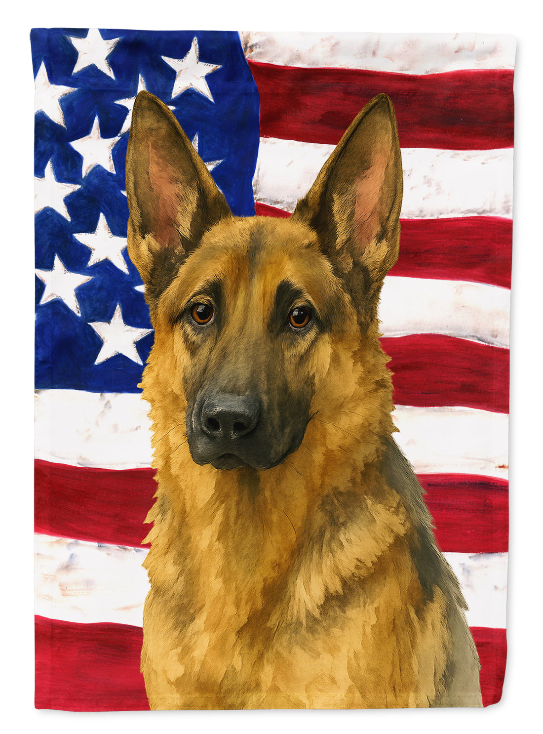 Sable German Shepherd American Flag House Flag 28x40 Porch Sleeve Pole Decorative Outside Yard Banner Artwork Wall Hanging, Polyester