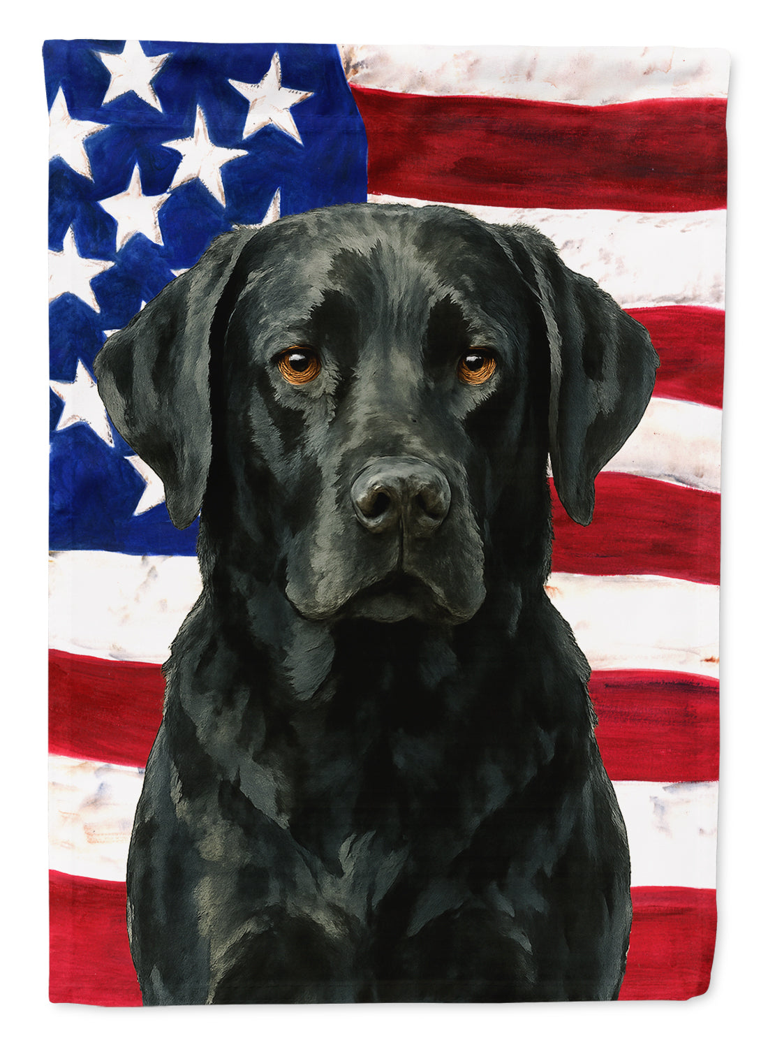 Black Labrador Retriever American Flag House Flag 28x40 Porch Sleeve Pole Decorative Outside Yard Banner Artwork Wall Hanging, Polyester