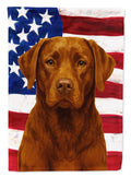 Chocolate Labrador Retriever American Flag House Flag 28x40 Porch Sleeve Pole Decorative Outside Yard Banner Artwork Wall Hanging, Polyester