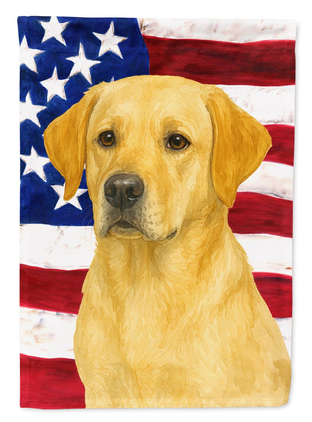 Yellow Labrador Retriever American Flag House Flag 28x40 Porch Sleeve Pole Decorative Outside Yard Banner Artwork Wall Hanging, Polyester
