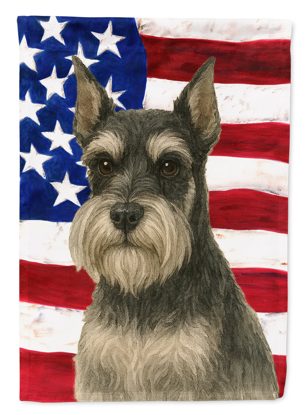 Black and Silver Schnauzer American Flag House Flag 28x40 Porch Sleeve Pole Decorative Outside Yard Banner Artwork Wall Hanging, Polyester