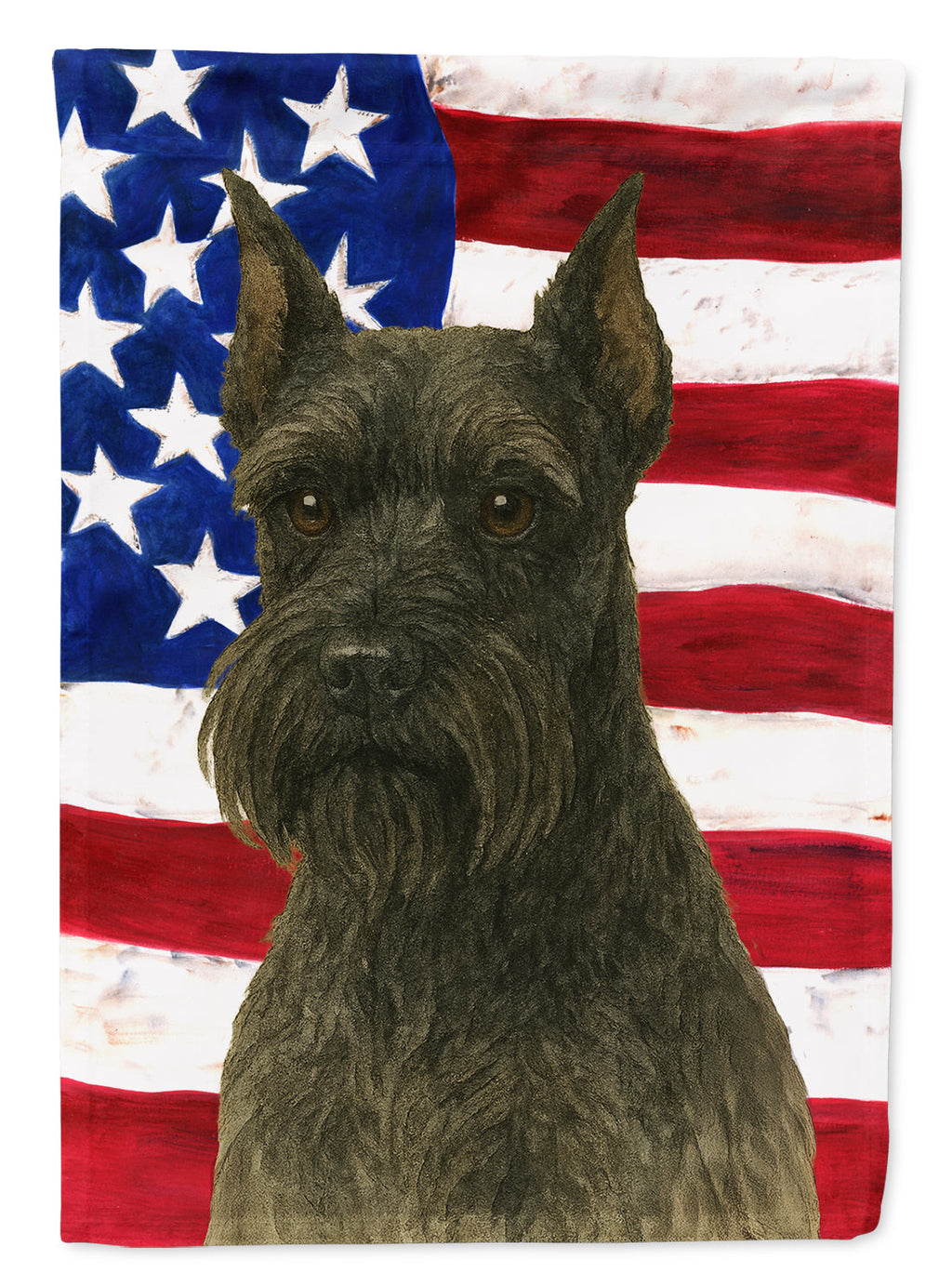 Black Schnauzer American Flag House Flag 28x40 Porch Sleeve Pole Decorative Outside Yard Banner Artwork Wall Hanging, Polyester