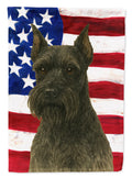 Black Schnauzer American Flag House Flag 28x40 Porch Sleeve Pole Decorative Outside Yard Banner Artwork Wall Hanging, Polyester